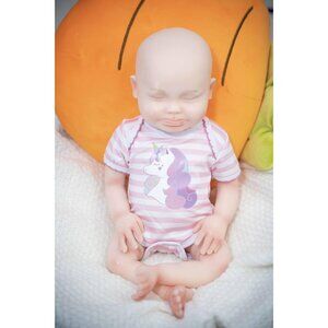 18.5" Full  Silicone Reborn Baby Doll Not Hollow Vinyl Dolls,Bald Girl 045